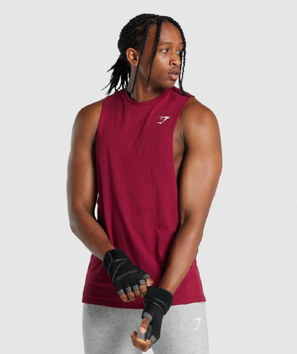 αμανικα μπλουζακια Gymshark Critical 2.0 Drop Arm ανδρικα μπορντο | GR_Q9134