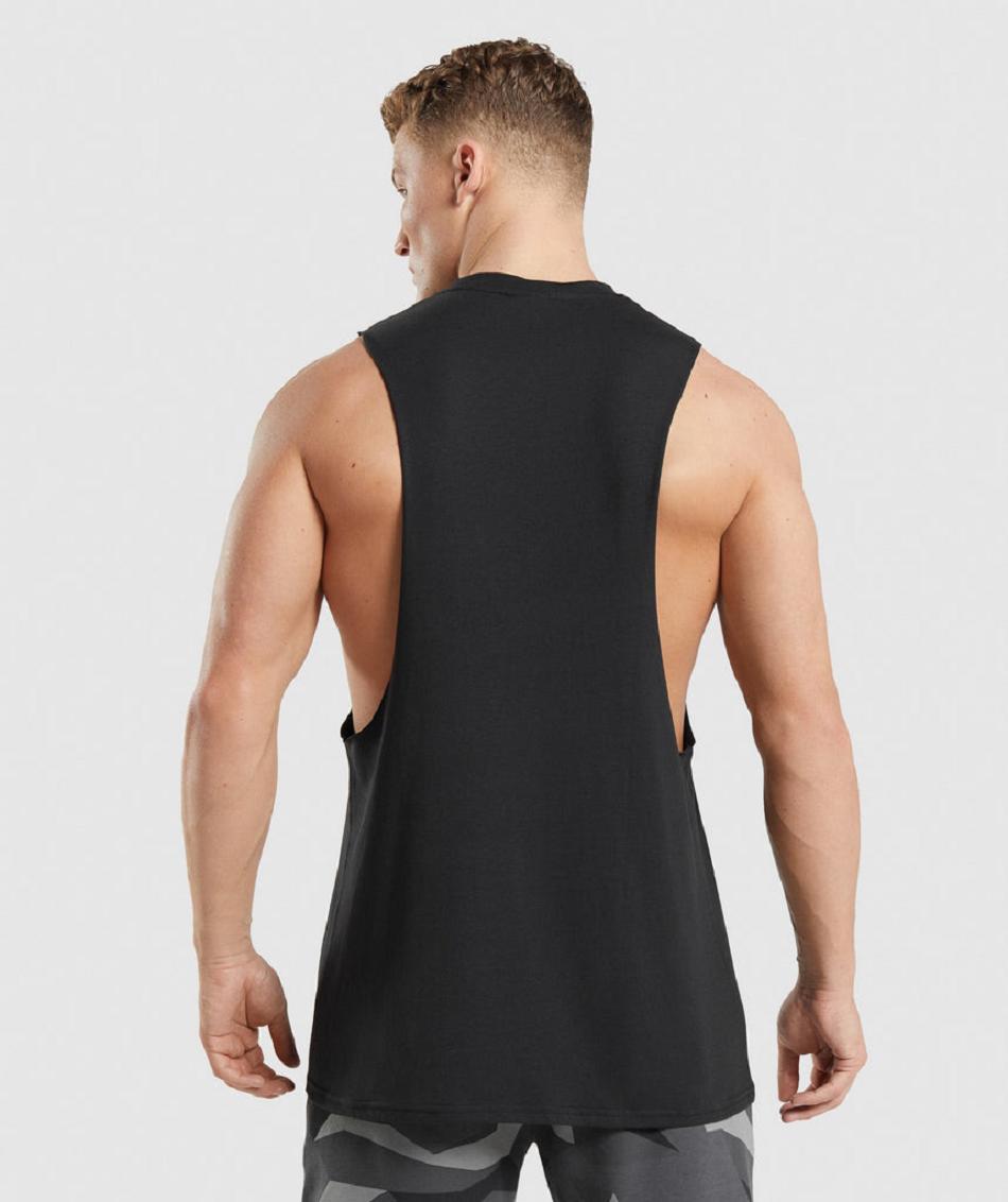 αμανικα μπλουζακια Gymshark Critical 2.0 Drop Arm ανδρικα μαυρα | GR_TG2984