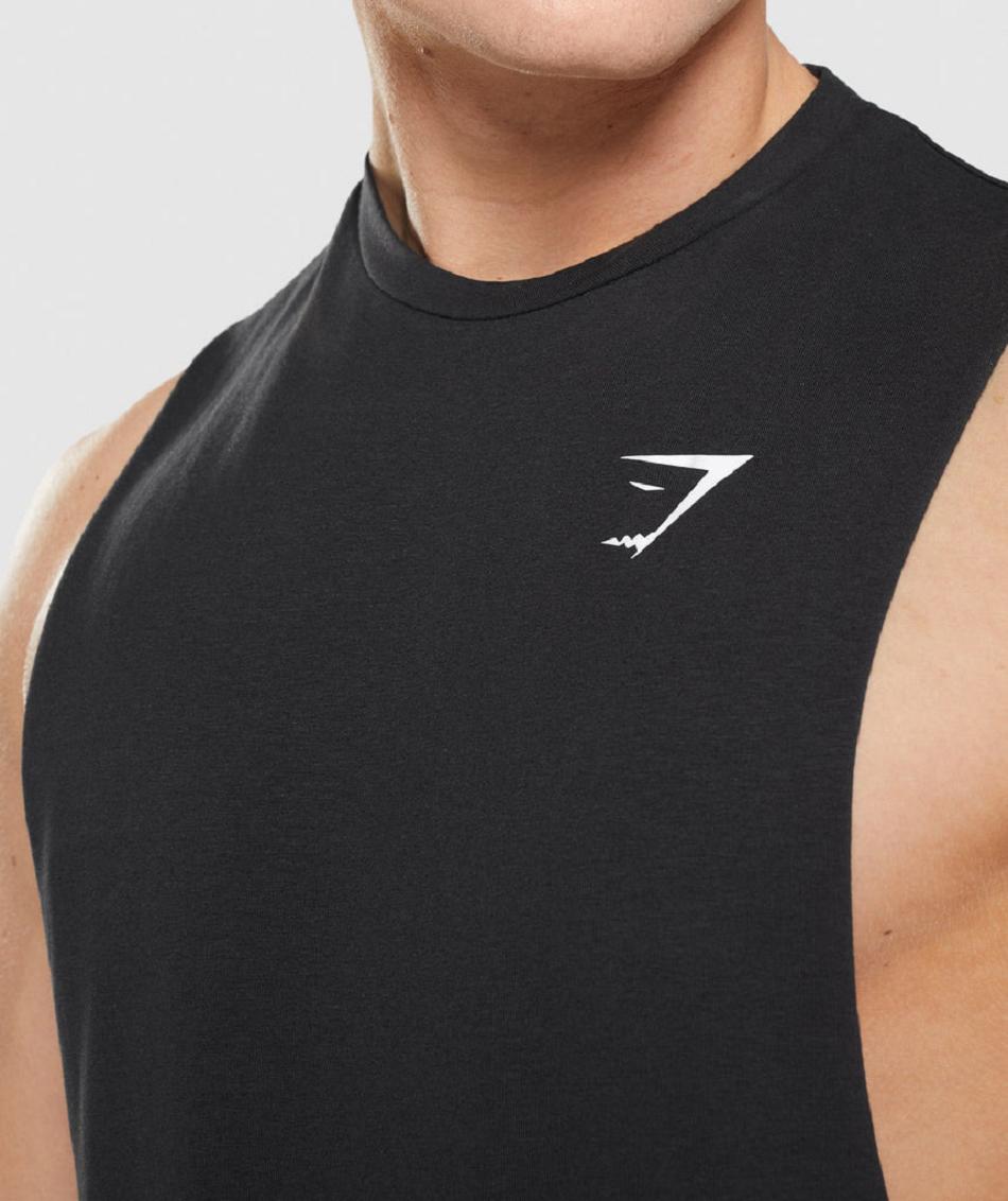 αμανικα μπλουζακια Gymshark Critical 2.0 Drop Arm ανδρικα μαυρα | GR_TG2984