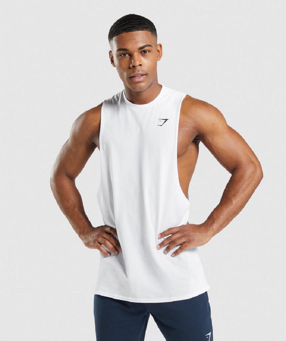 αμανικα μπλουζακια Gymshark Critical 2.0 Drop Arm ανδρικα ασπρα | GR_YJ7747