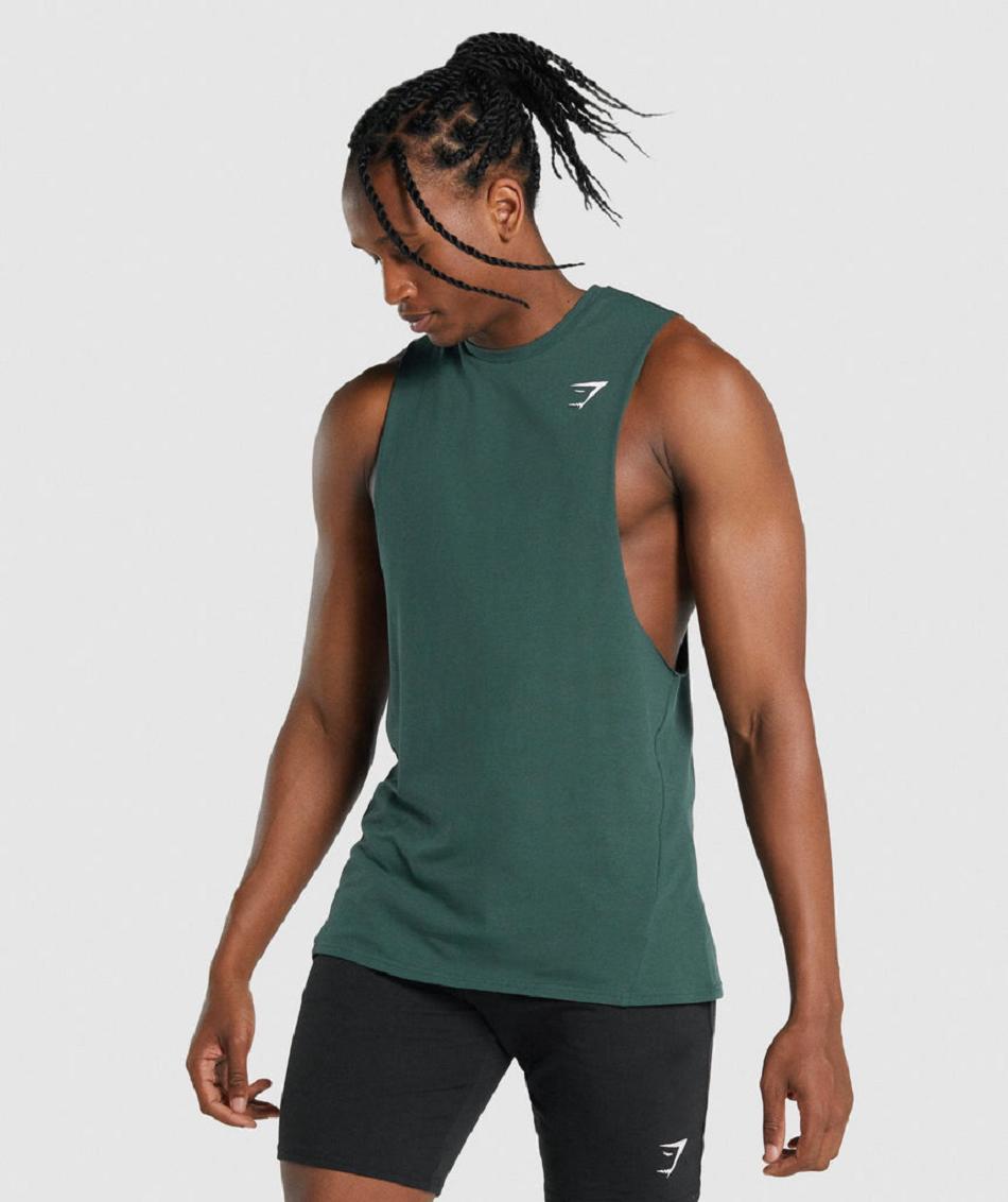 αμανικα μπλουζακια Gymshark Critical 2.0 Drop Arm ανδρικα σκούρο πρασινο | GR_KO1240