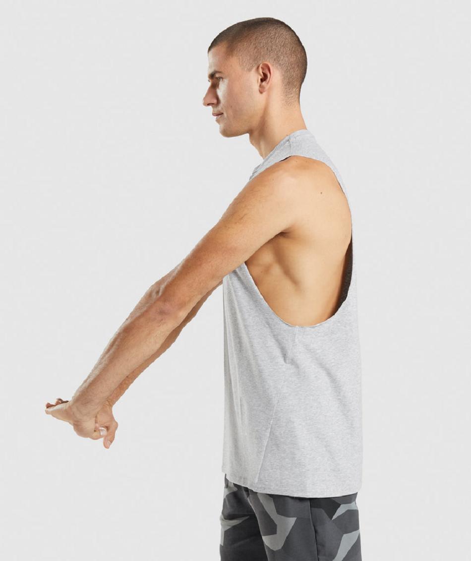 αμανικα μπλουζακια Gymshark Critical 2.0 Drop Arm ανδρικα ανοιχτο γκρι | GR_NN2138