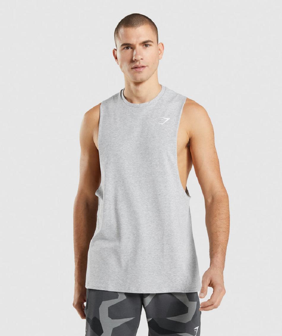 αμανικα μπλουζακια Gymshark Critical 2.0 Drop Arm ανδρικα ανοιχτο γκρι | GR_NN2138