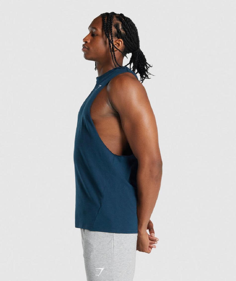 αμανικα μπλουζακια Gymshark Critical 2.0 Drop Arm ανδρικα σκουρο μπλε | GR_UV2782