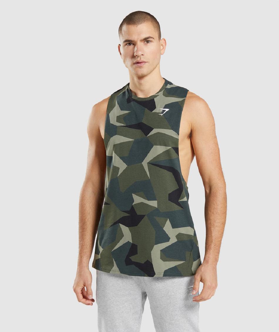 αμανικα μπλουζακια Gymshark Critical Drop Arm ανδρικα πρασινο | GR_CG2239