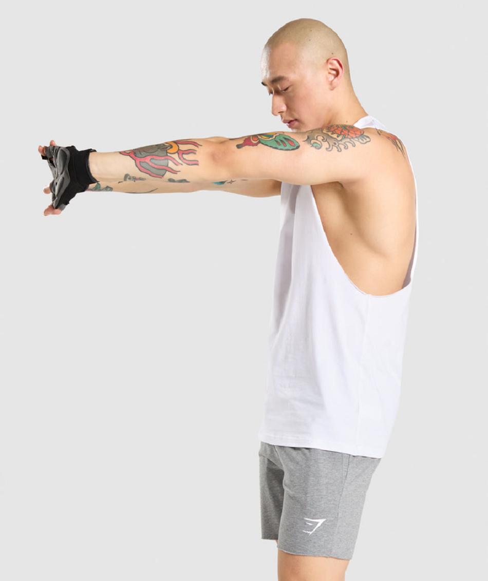 αμανικα μπλουζακια Gymshark Critical Drop Arm ανδρικα ασπρα | GR_KO1720