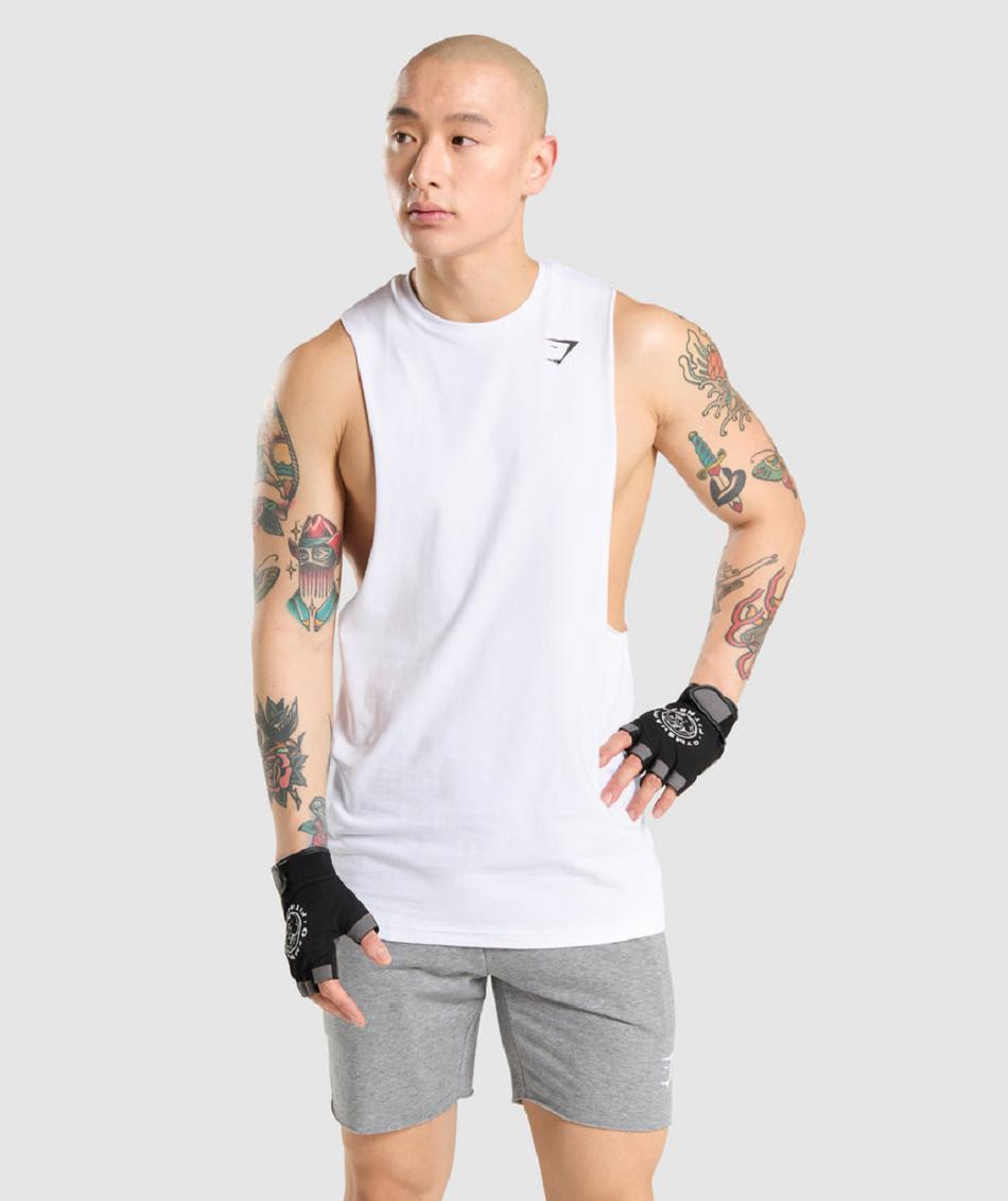 αμανικα μπλουζακια Gymshark Critical Drop Arm ανδρικα ασπρα | GR_KO1720