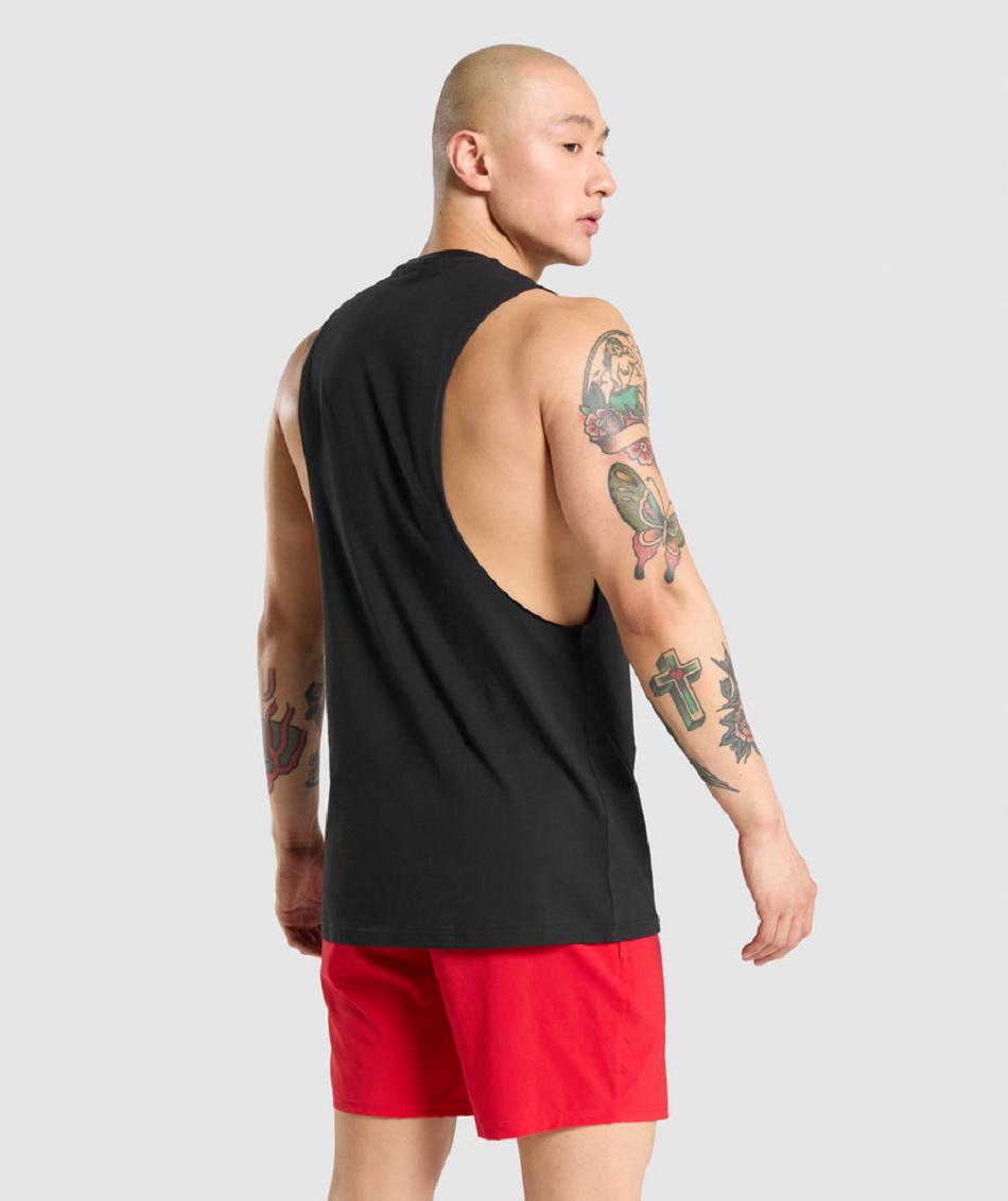 αμανικα μπλουζακια Gymshark Critical Drop Arm ανδρικα μαυρα | GR_O5676