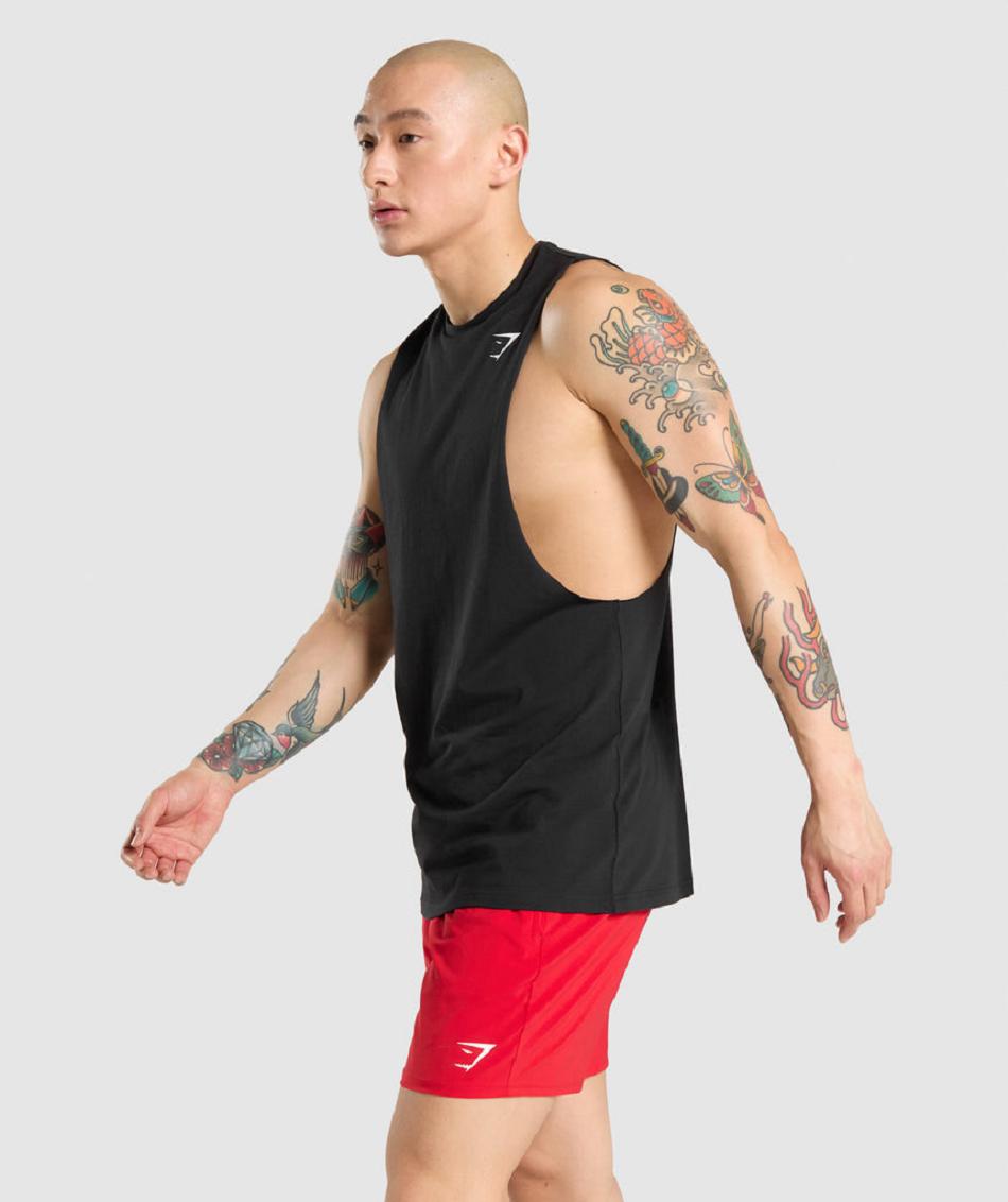 αμανικα μπλουζακια Gymshark Critical Drop Arm ανδρικα μαυρα | GR_O5676