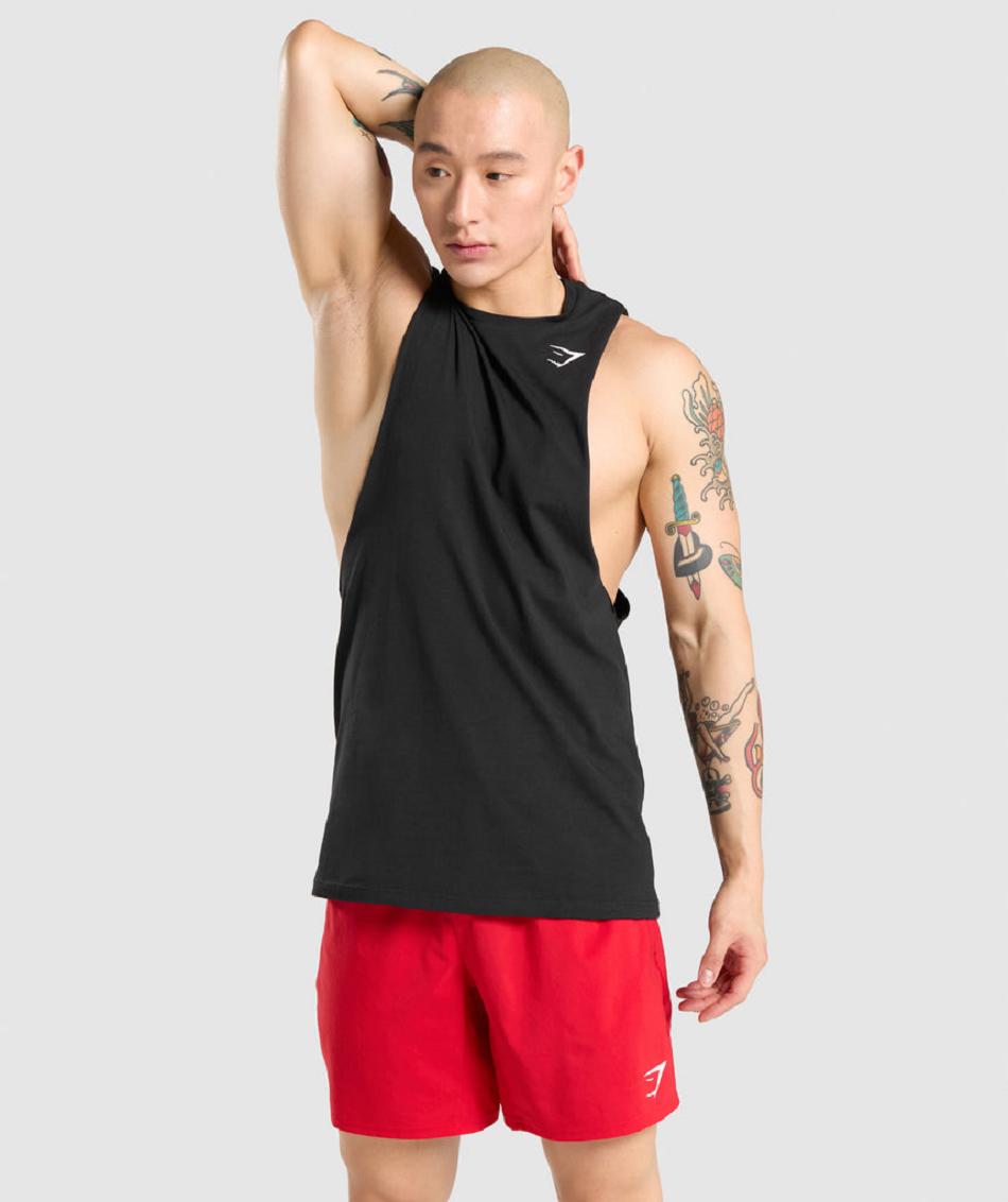 αμανικα μπλουζακια Gymshark Critical Drop Arm ανδρικα μαυρα | GR_O5676
