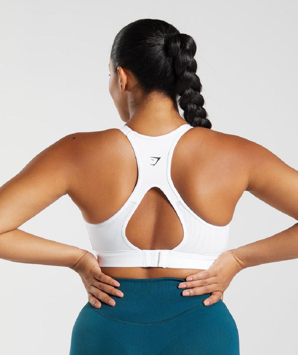 Αθλητικο Σουτιεν Gymshark Cut Out Back High Support γυναικεια ασπρα | GR_YJ9589