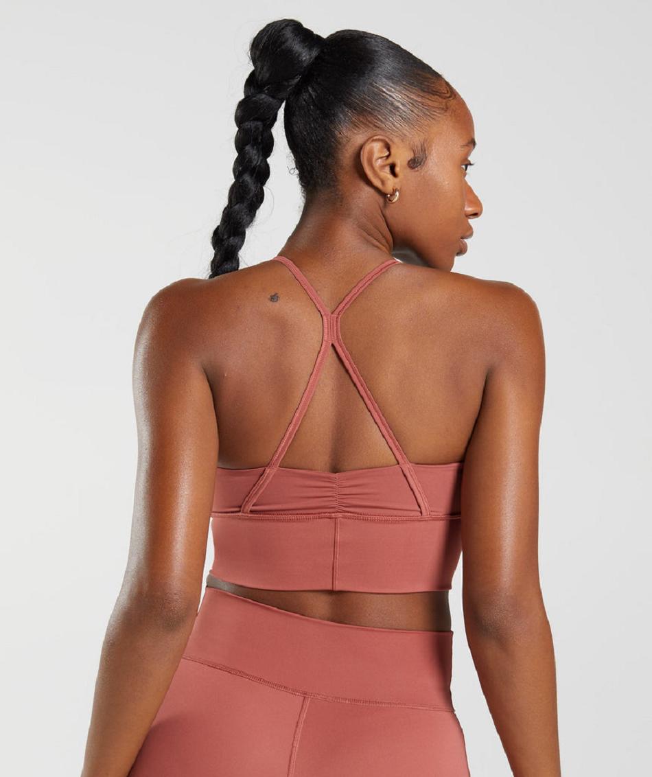Αθλητικο Σουτιεν Gymshark Elevate Longline γυναικεια ροζ καφε | GR_UV7223