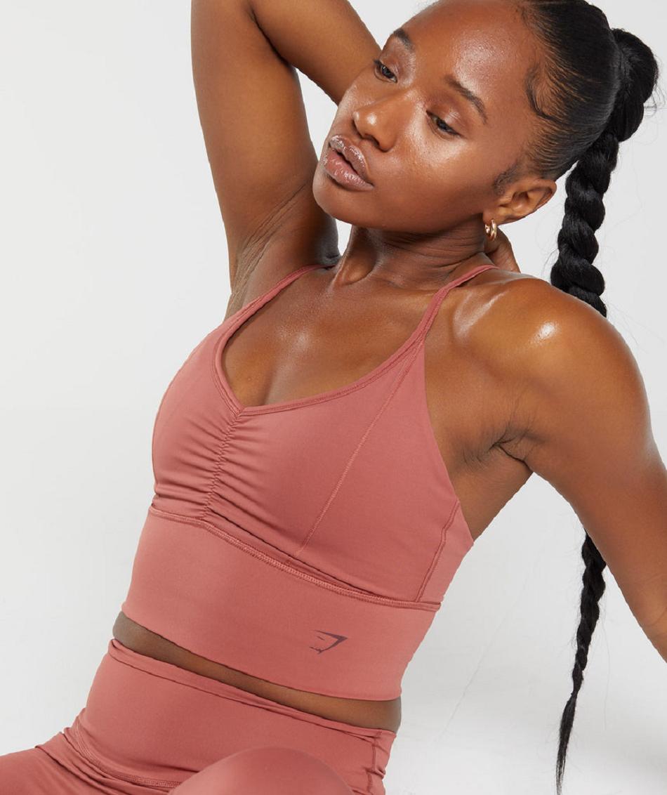 Αθλητικο Σουτιεν Gymshark Elevate Longline γυναικεια ροζ καφε | GR_UV7223
