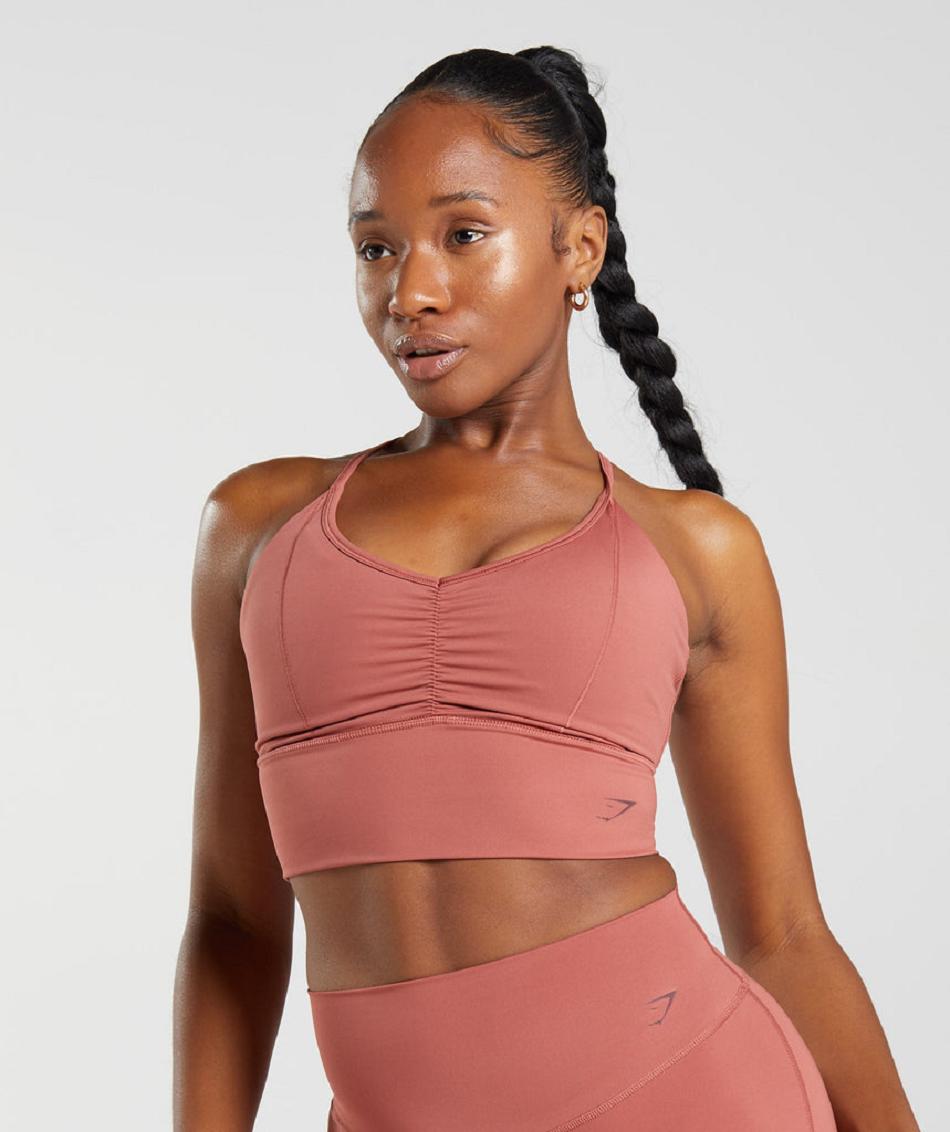 Αθλητικο Σουτιεν Gymshark Elevate Longline γυναικεια ροζ καφε | GR_UV7223