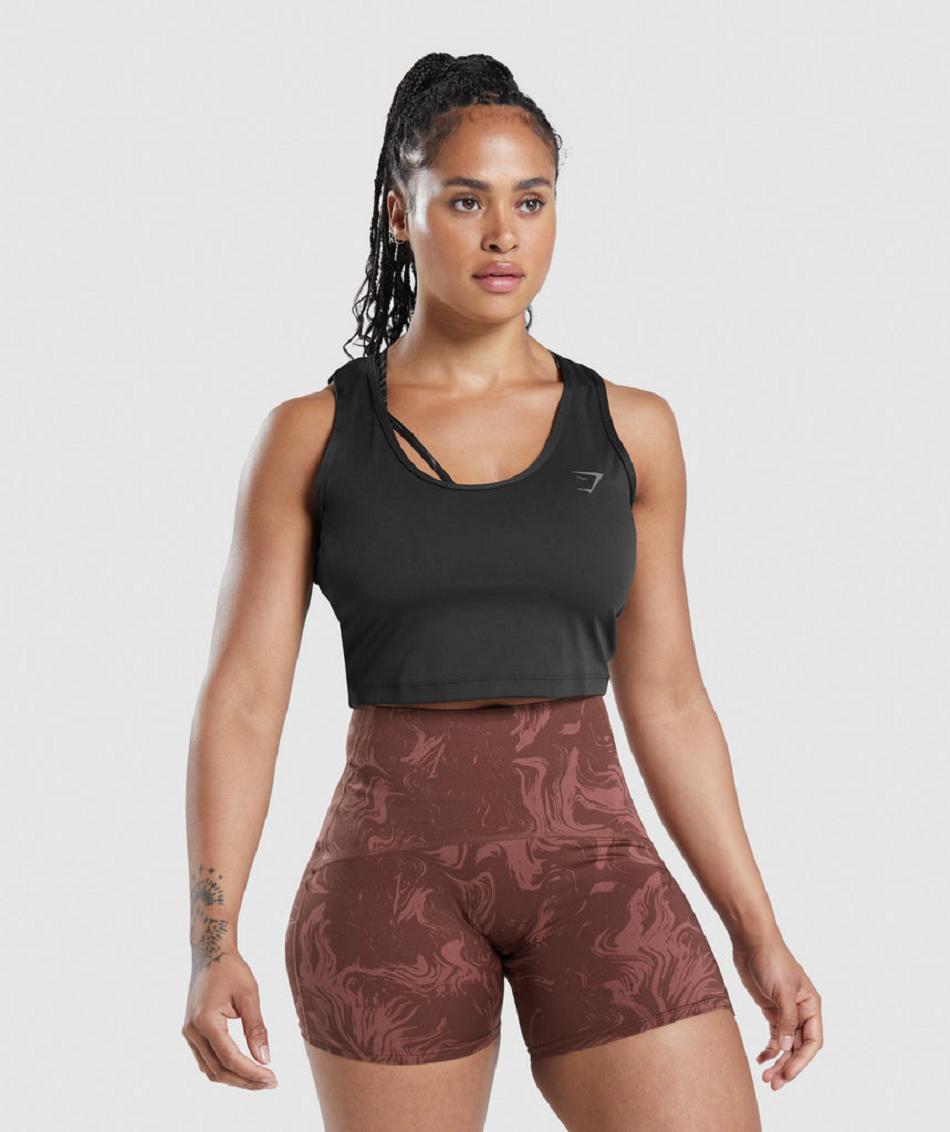 αμανικα μπλουζακια Gymshark Gs Power Open Back Cropped γυναικεια μαυρα | GR_O1818