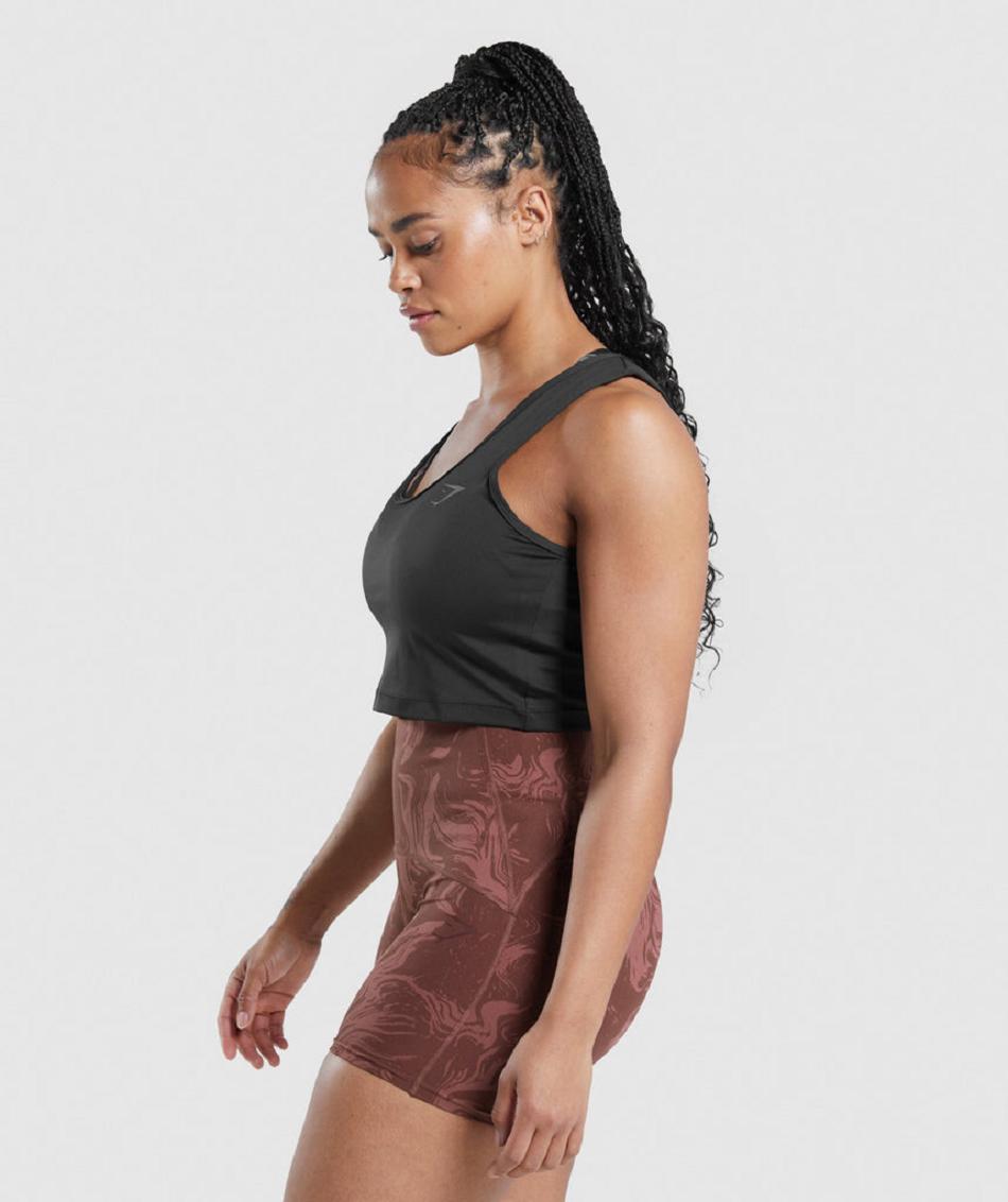 αμανικα μπλουζακια Gymshark Gs Power Open Back Cropped γυναικεια μαυρα | GR_O1818