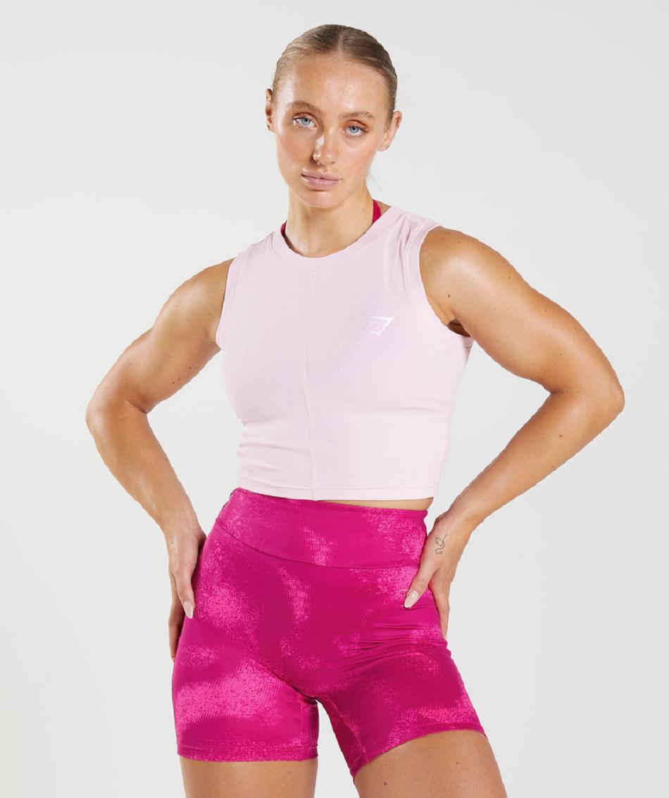 αμανικα μπλουζακια Gymshark Gs Power Ribbed Midi γυναικεια ροζ | GR_TH8604