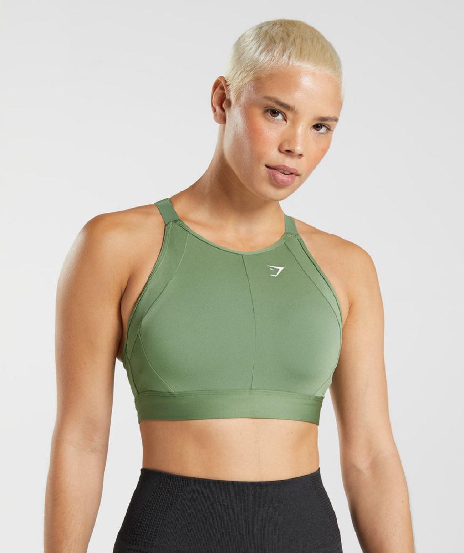 Αθλητικο Σουτιεν Gymshark High Neck High Support γυναικεια πρασινο | GR_K5899