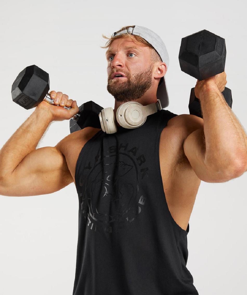αμανικα μπλουζακια Gymshark Legacy Drop Arm ανδρικα μαυρα | GR_EE7983
