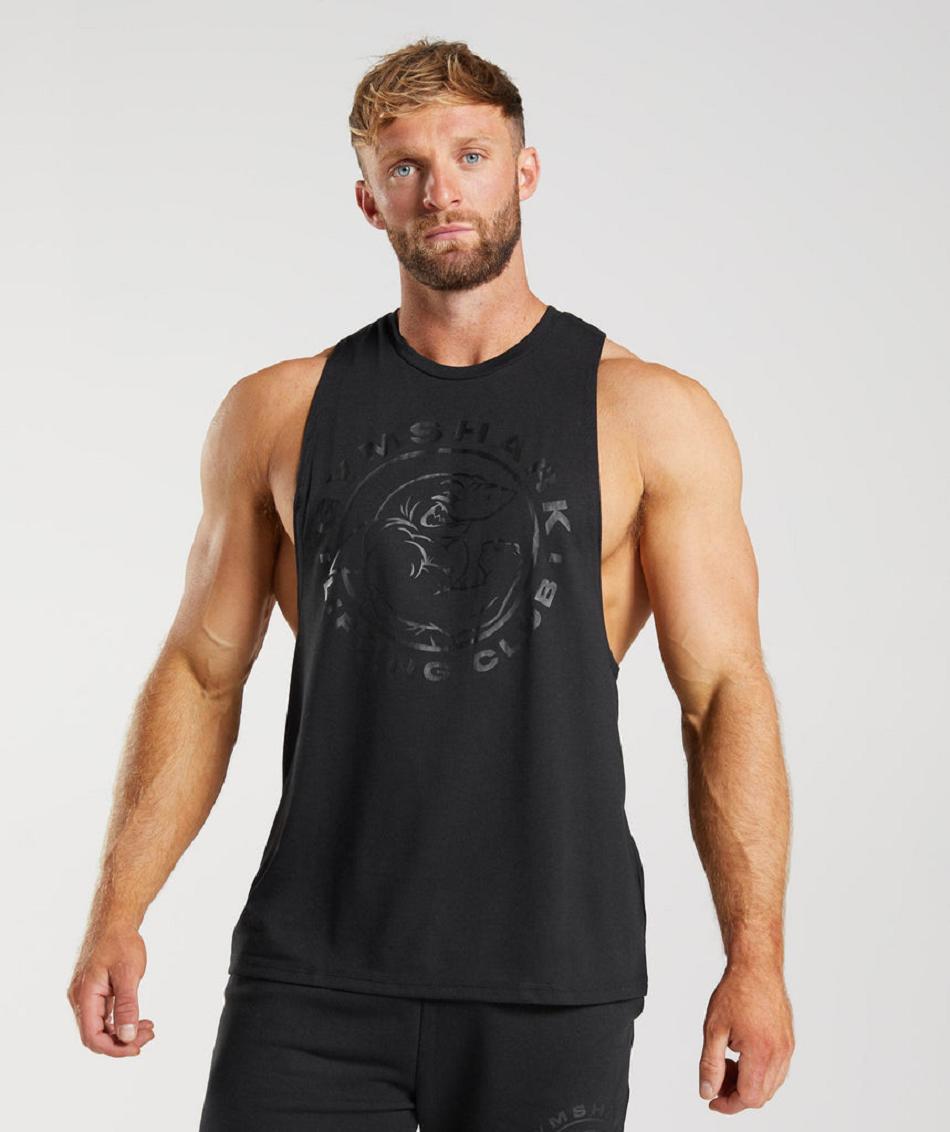 αμανικα μπλουζακια Gymshark Legacy Drop Arm ανδρικα μαυρα | GR_EE7983