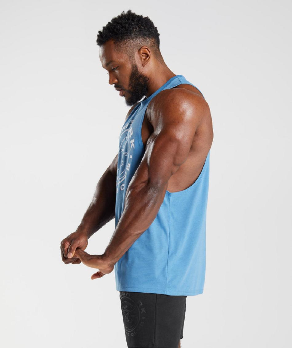 αμανικα μπλουζακια Gymshark Legacy Drop Arm ανδρικα μπλε | GR_K4366