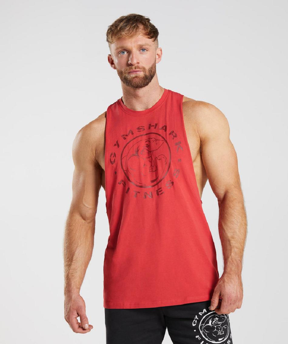 αμανικα μπλουζακια Gymshark Legacy Drop Arm ανδρικα κοκκινα | GR_VV5225