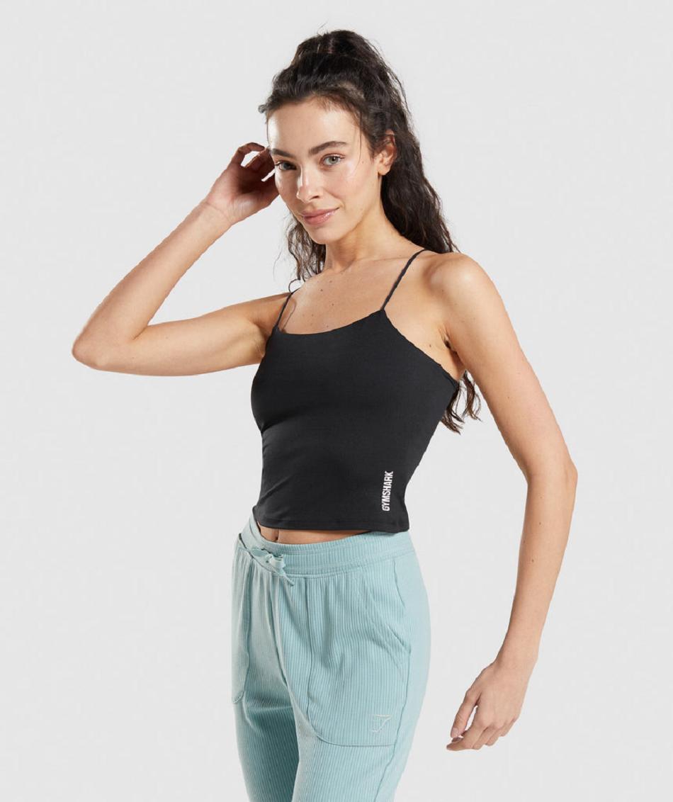 αμανικα μπλουζακια Gymshark Pause Cami γυναικεια μαυρα | GR_IM5108