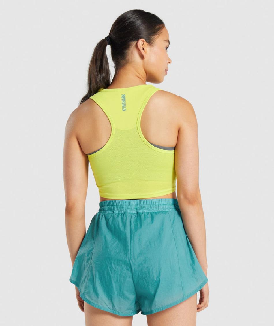 αμανικα μπλουζακια Gymshark Pulse Crop γυναικεια κίτρινα | GR_ED8315