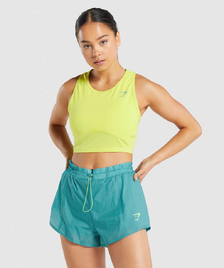 αμανικα μπλουζακια Gymshark Pulse Crop γυναικεια κίτρινα | GR_ED8315