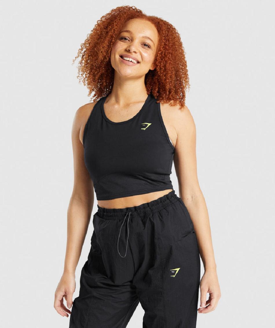 αμανικα μπλουζακια Gymshark Pulse Crop γυναικεια μαυρα | GR_MI3424