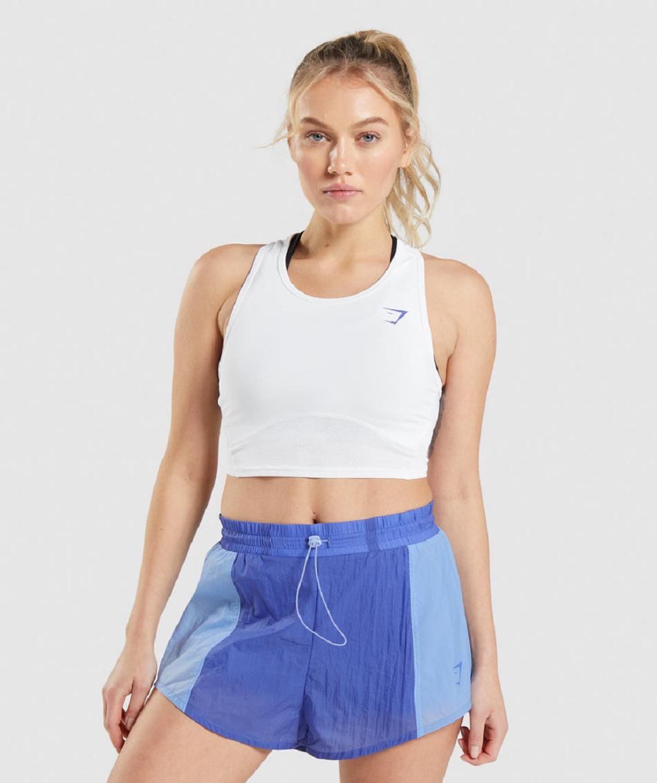 αμανικα μπλουζακια Gymshark Pulse Crop γυναικεια ασπρα | GR_YJ7188
