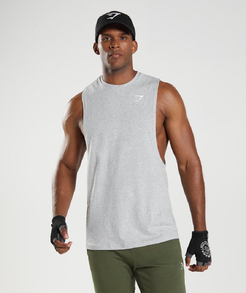 αμανικα μπλουζακια Gymshark React Drop Arm ανδρικα ανοιχτο γκρι | GR_ED6986