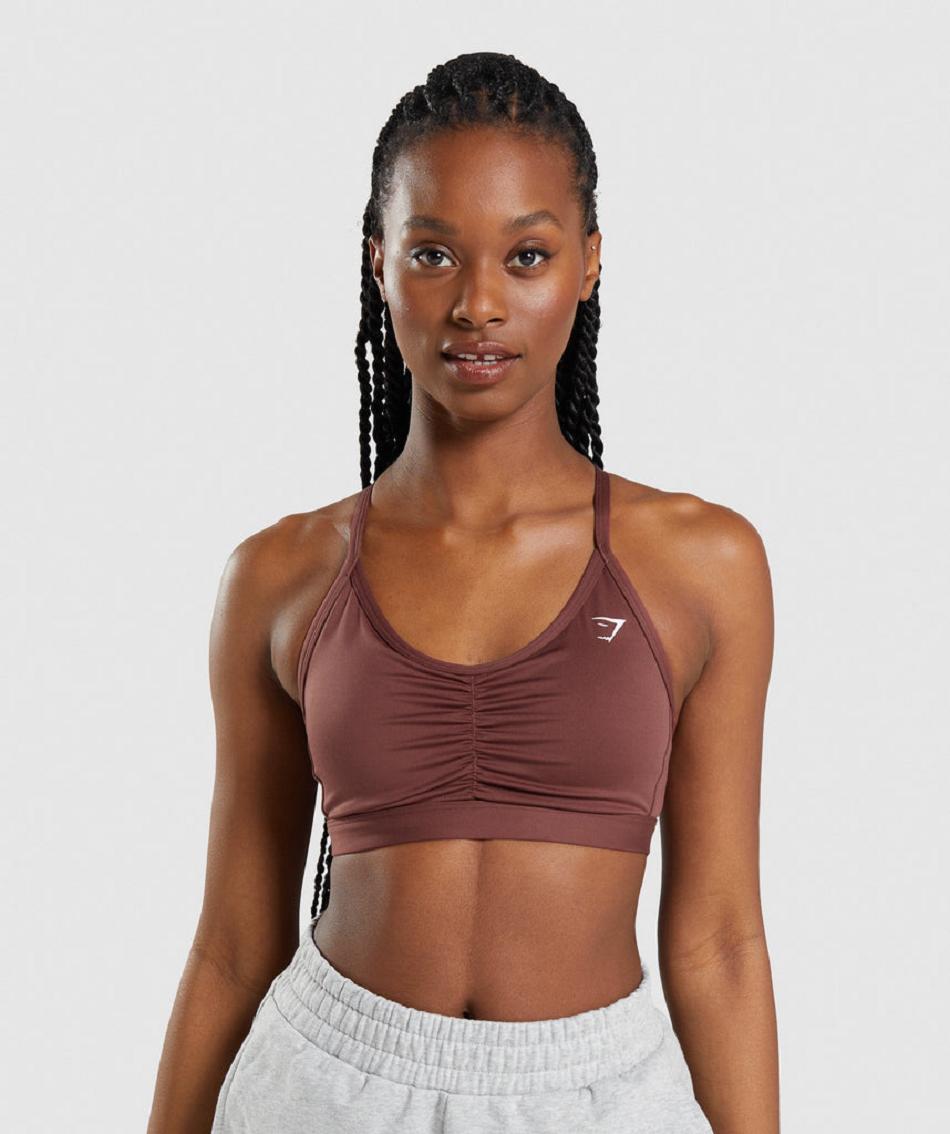 Αθλητικο Σουτιεν Gymshark Ruched γυναικεια ροζ καφε | GR_TG4372