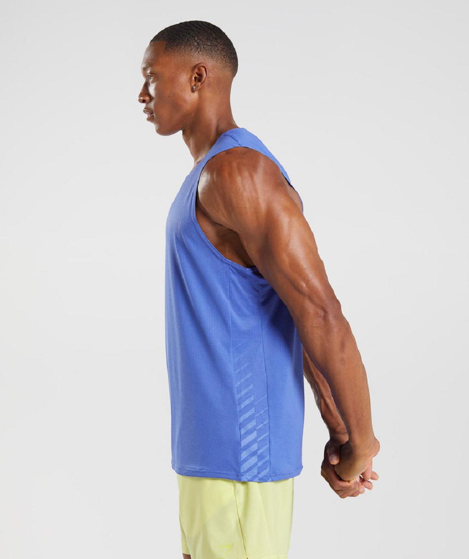 αμανικα μπλουζακια Gymshark Sport Stripe ανδρικα μπλε | GR_EG1986