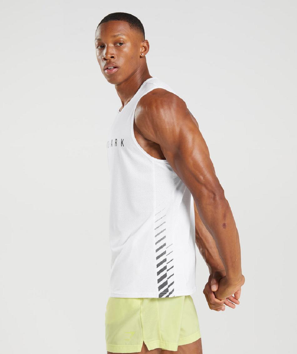 αμανικα μπλουζακια Gymshark Sport Stripe ανδρικα ασπρα | GR_XC8917