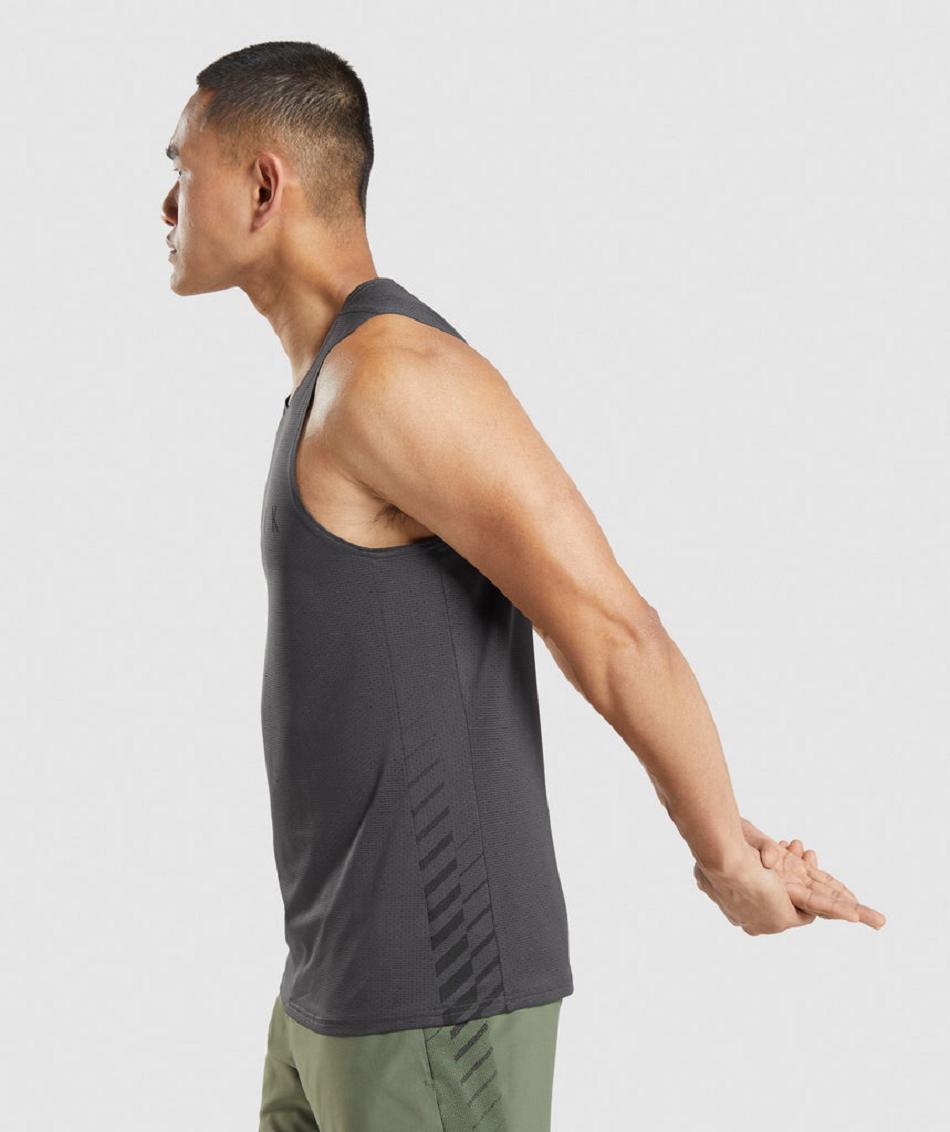 αμανικα μπλουζακια Gymshark Sport Stripe ανδρικα μαυρα γκρι | GR_AS2929