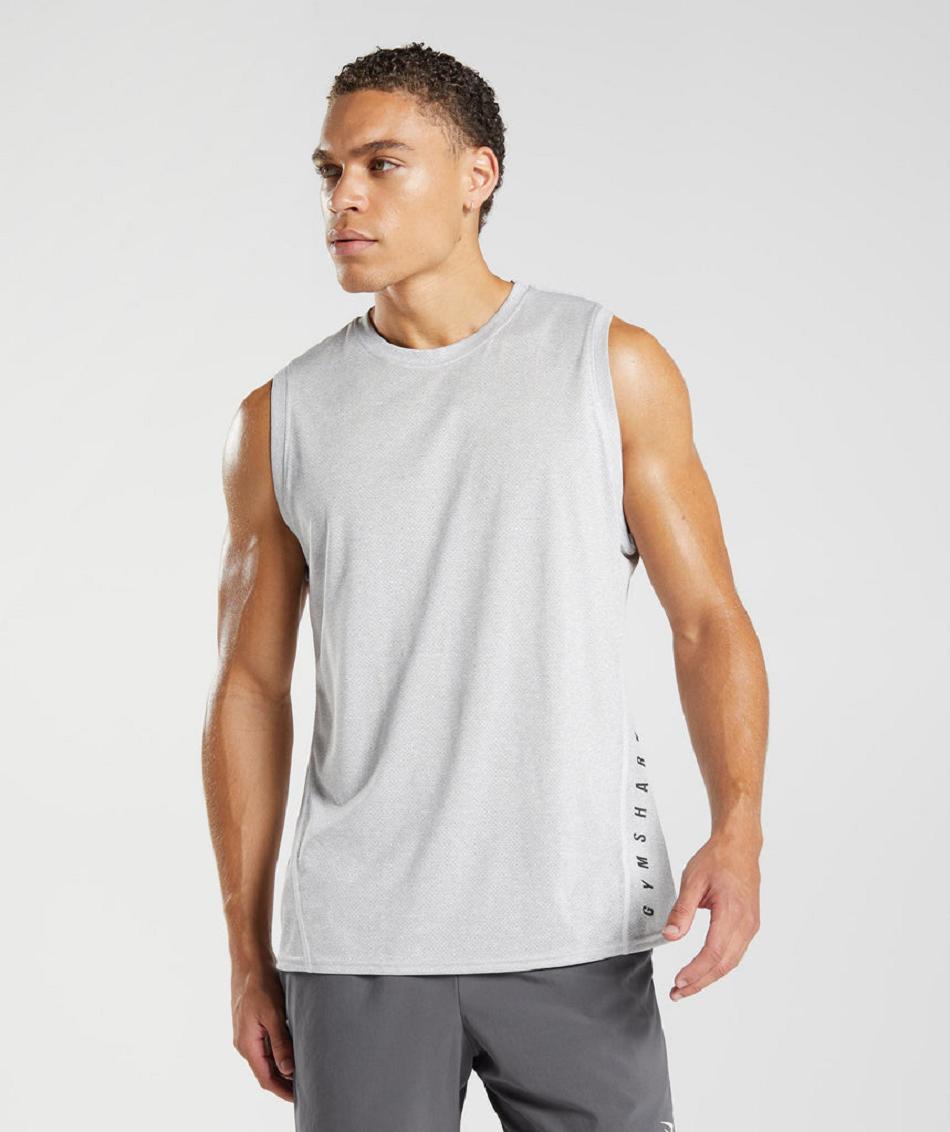 αμανικα μπλουζακια Gymshark Sport ανδρικα ασπρα γκρι | GR_MI9799