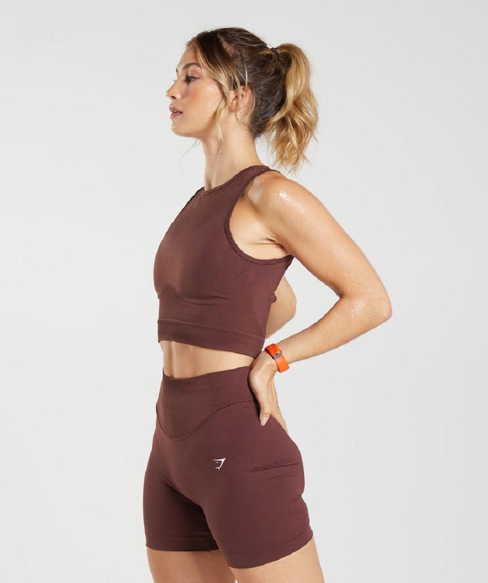 αμανικα μπλουζακια Gymshark Sweat Seamless Midi γυναικεια μπορντο | GR_SU7609
