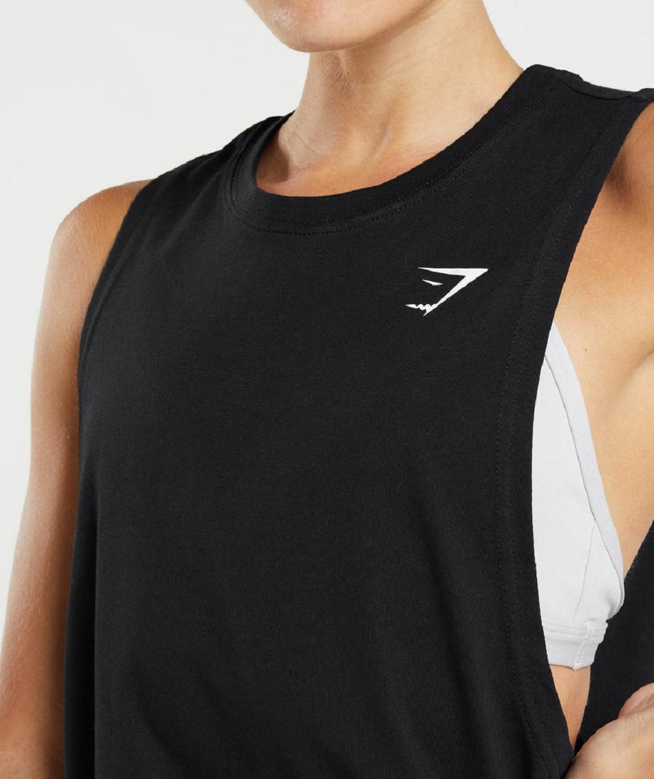 αμανικα μπλουζακια Gymshark Training Drop Arm γυναικεια μαυρα | GR_QX1880