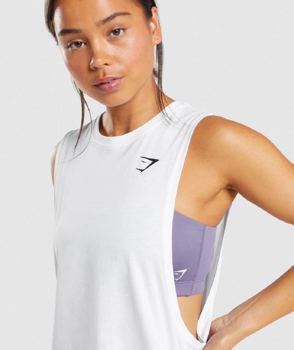 αμανικα μπλουζακια Gymshark Training Drop Arm γυναικεια ασπρα | GR_QZ1143