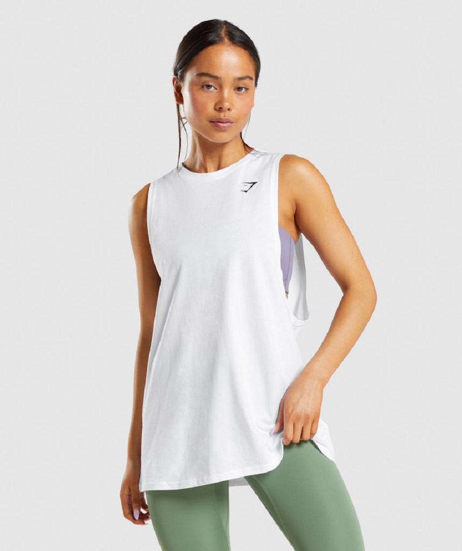αμανικα μπλουζακια Gymshark Training Drop Arm γυναικεια ασπρα | GR_QZ1143