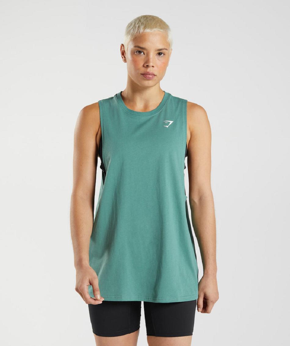 αμανικα μπλουζακια Gymshark Training Drop Arm γυναικεια πρασινο | GR_TG9037