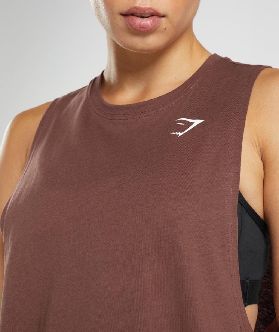 αμανικα μπλουζακια Gymshark Training Drop Arm γυναικεια ροζ καφε | GR_CR6877