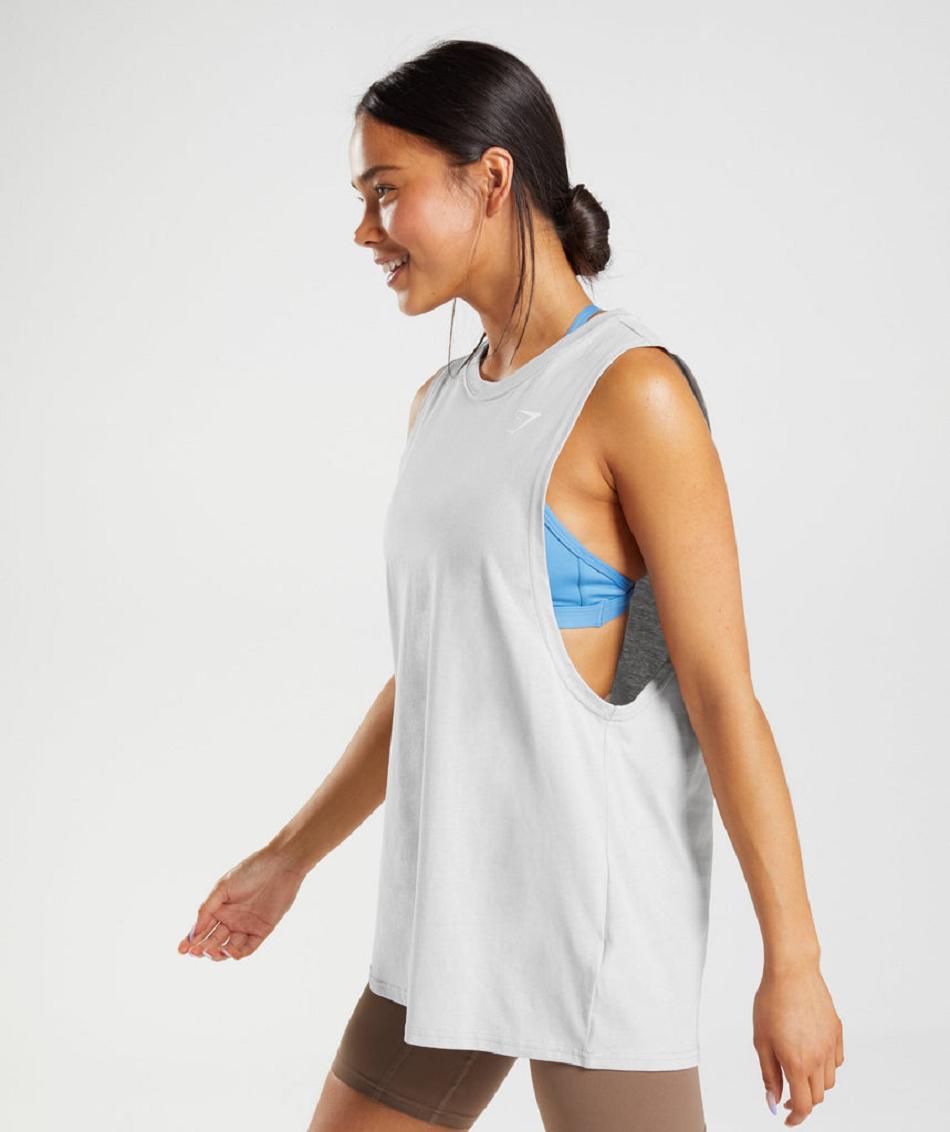 αμανικα μπλουζακια Gymshark Training Drop Arm γυναικεια ανοιχτο γκρι | GR_N2032