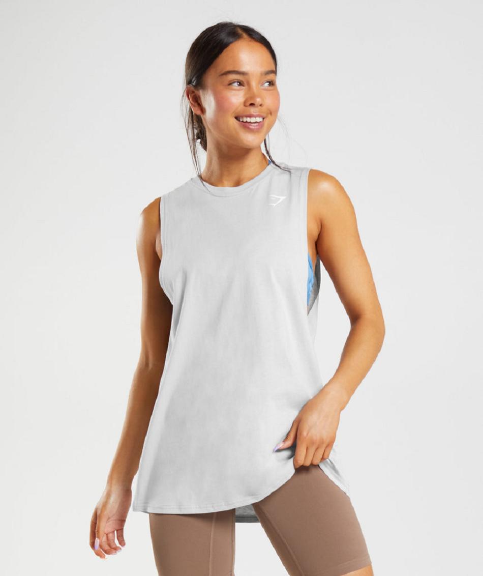 αμανικα μπλουζακια Gymshark Training Drop Arm γυναικεια ανοιχτο γκρι | GR_N2032