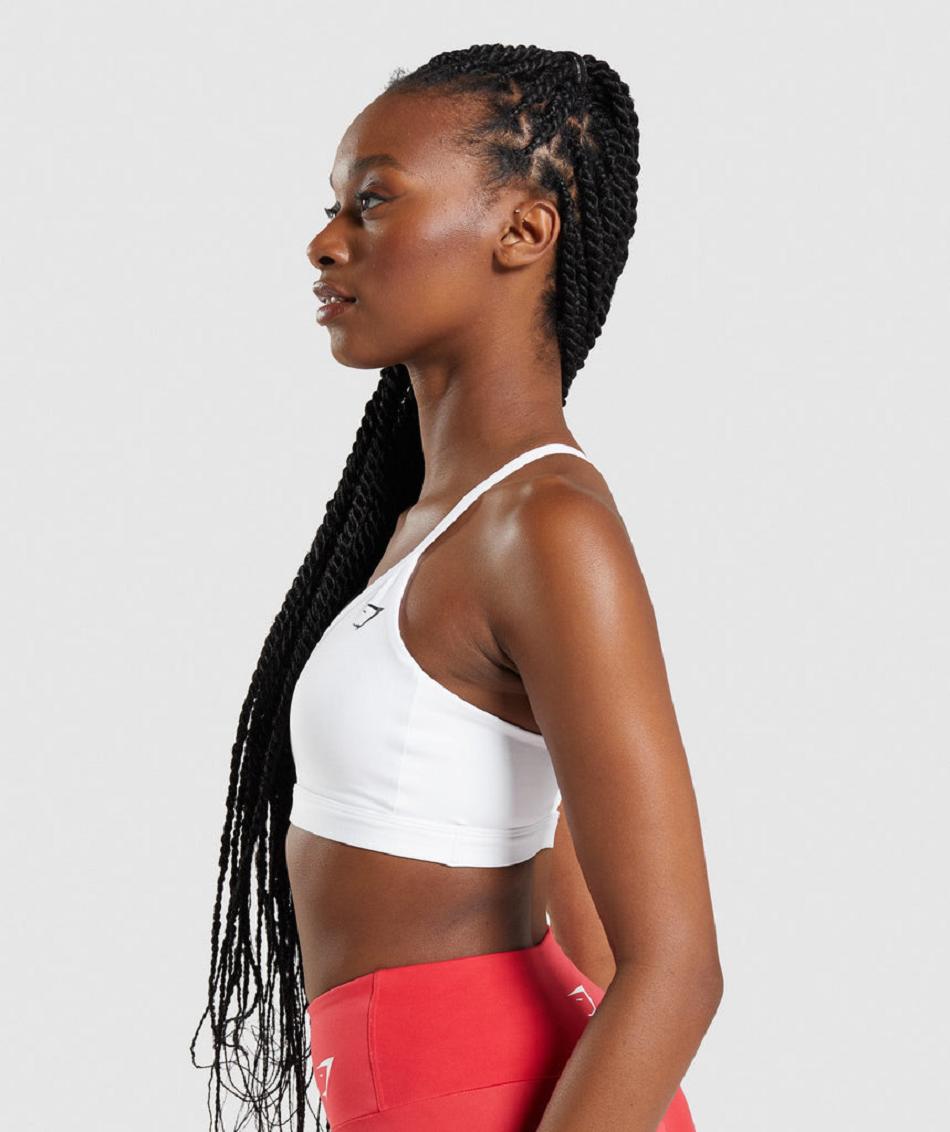 Αθλητικο Σουτιεν Gymshark V Neck γυναικεια ασπρα | GR_AS1342