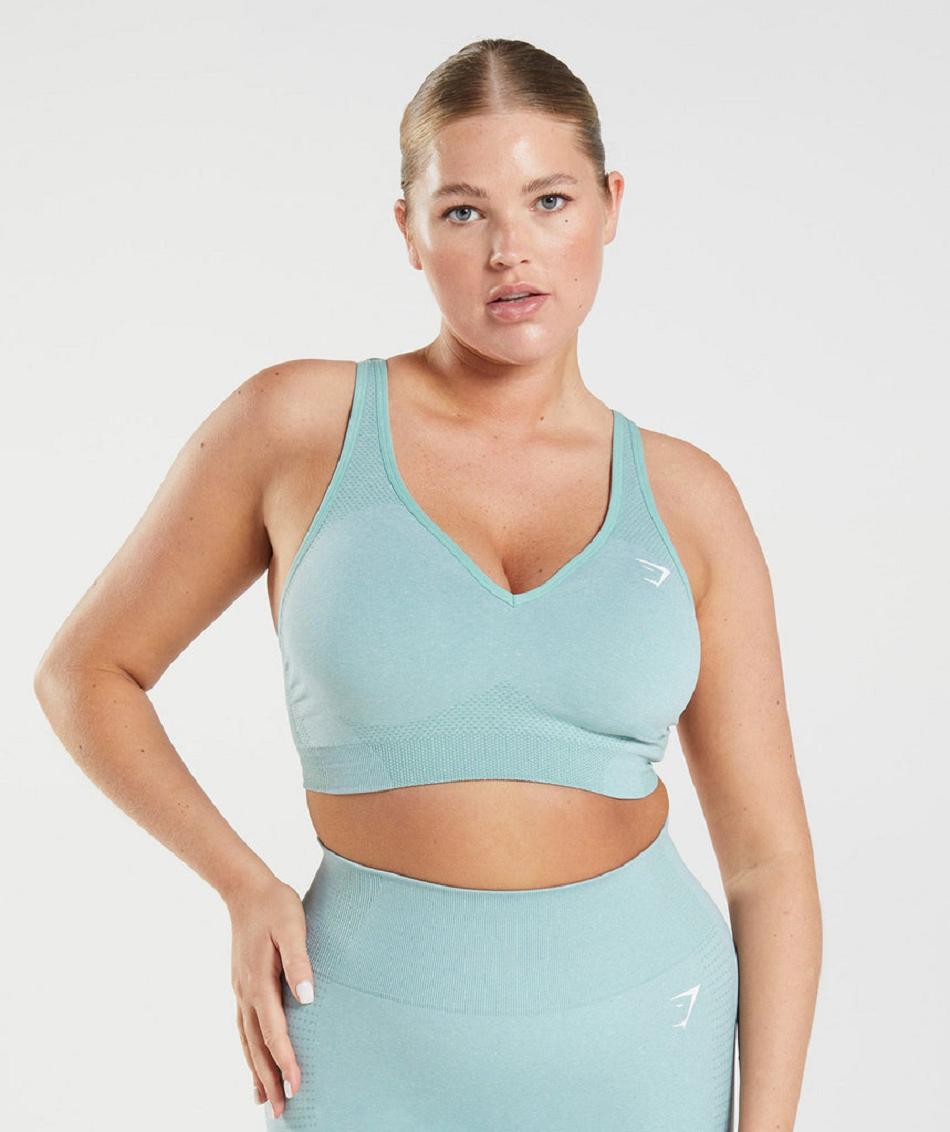 Αθλητικο Σουτιεν Gymshark Vital Seamless 2.0 V Neck γυναικεια μπλε | GR_XC4624