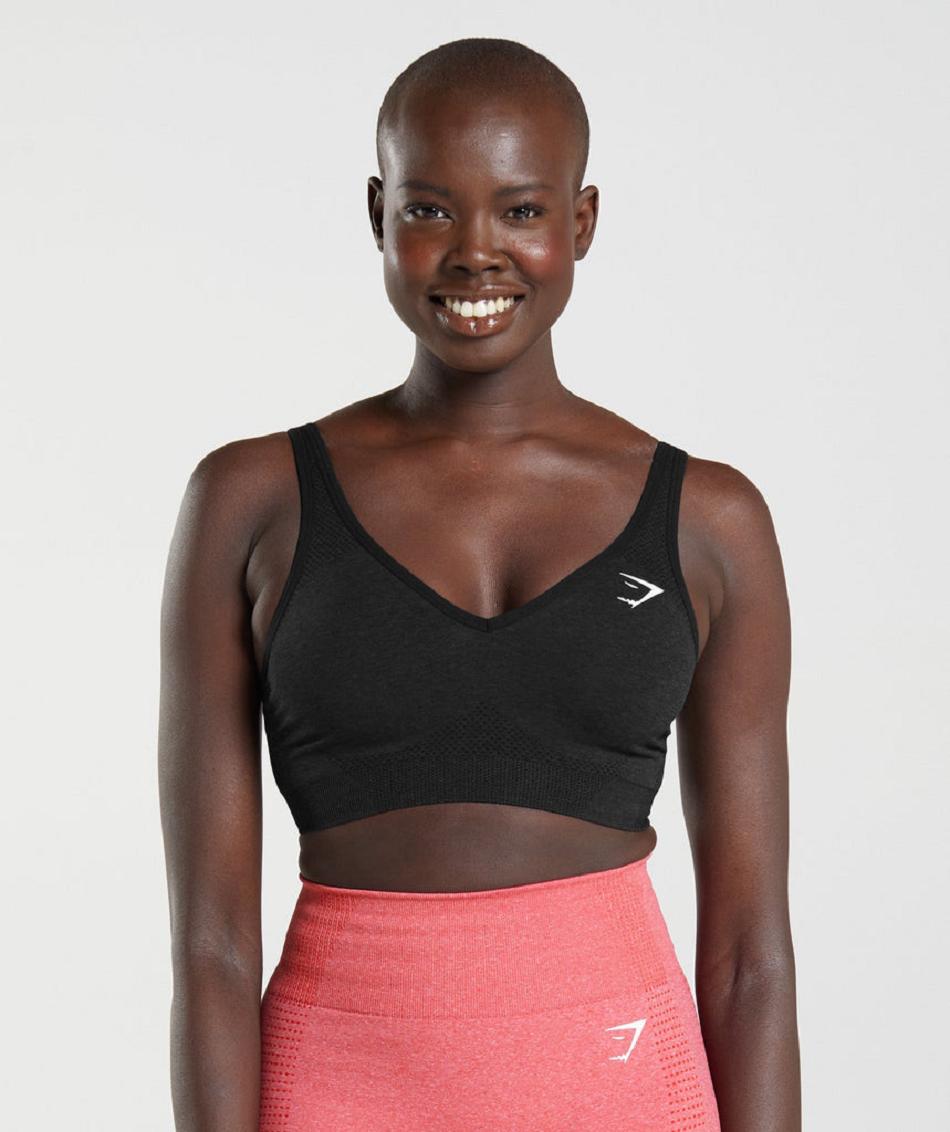 Αθλητικο Σουτιεν Gymshark Vital Seamless 2.0 V Neck γυναικεια μαυρα | GR_SG7881