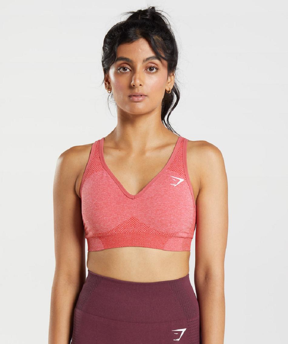 Αθλητικο Σουτιεν Gymshark Vital Seamless 2.0 V Neck γυναικεια κοκκινα | GR_V4787