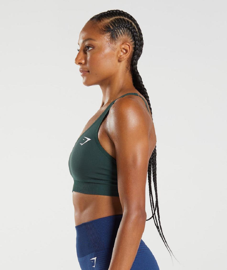 Αθλητικο Σουτιεν Gymshark Vital Seamless 2.0 V Neck γυναικεια πρασινο | GR_TC8252